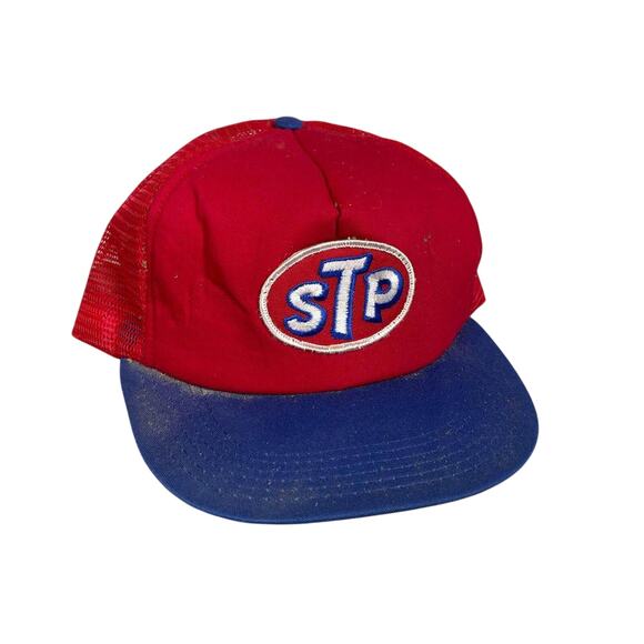 VTG STP Motor Oil Mesh Trucker Snapback Hat Cap Red Blue M&B Headwear USA - HLN